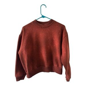 Custom Bleach Dyed Rust Orange Cropped Sweatshirt M | A New Day